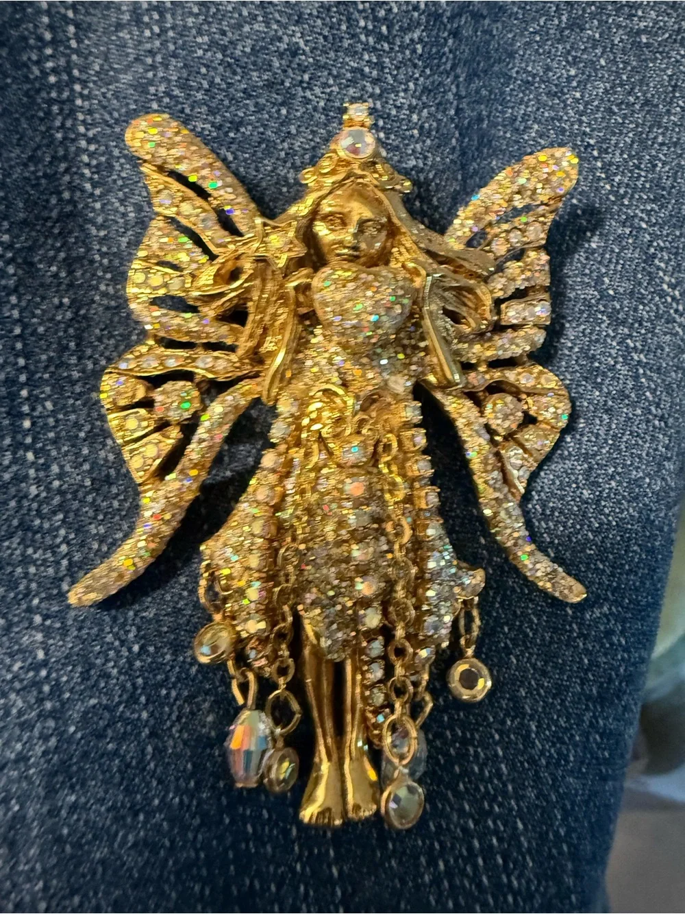 Kirks Folly Crystal Fairy Godmother brooch - pendant VERY RARE